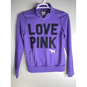 Victoria’s Secret PINK Sweater Pullover 1/4 Zip Purple Mock Neck Size Small